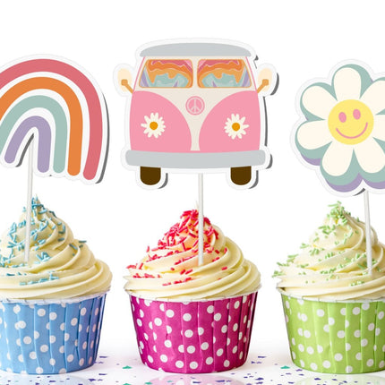 Peace, Love, and Cupcakes" - Groovy Cupcake Toppers for a Retro Blast