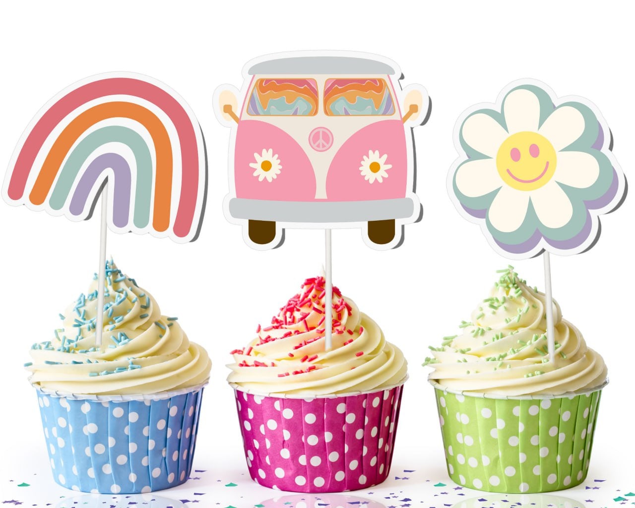 Peace, Love, and Cupcakes" - Groovy Cupcake Toppers for a Retro Blast