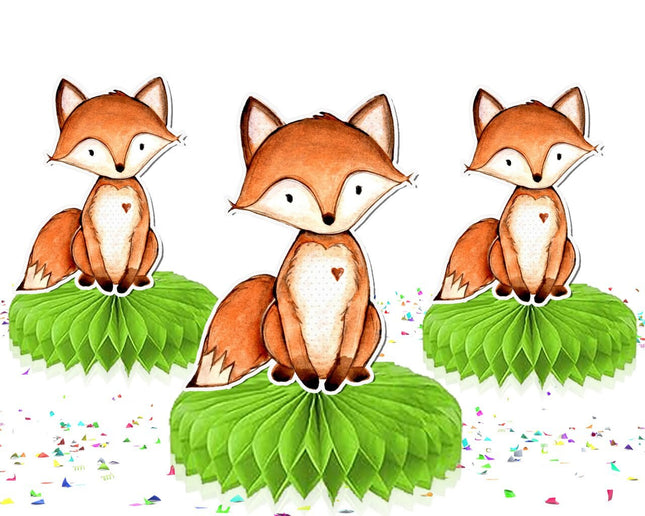 Charming Woodland Fox Honeycomb Decorations - Set