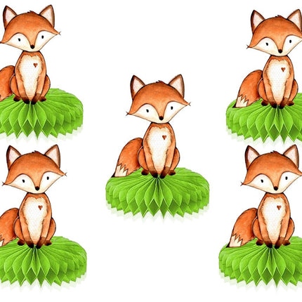 Charming Woodland Fox Honeycomb Decorations - Set of 5
