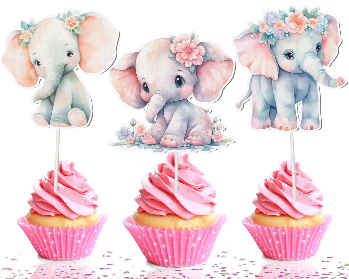 Adorable Elephant Cupcake Toppers - Perfect for Baby Showers and Birthday Parties
