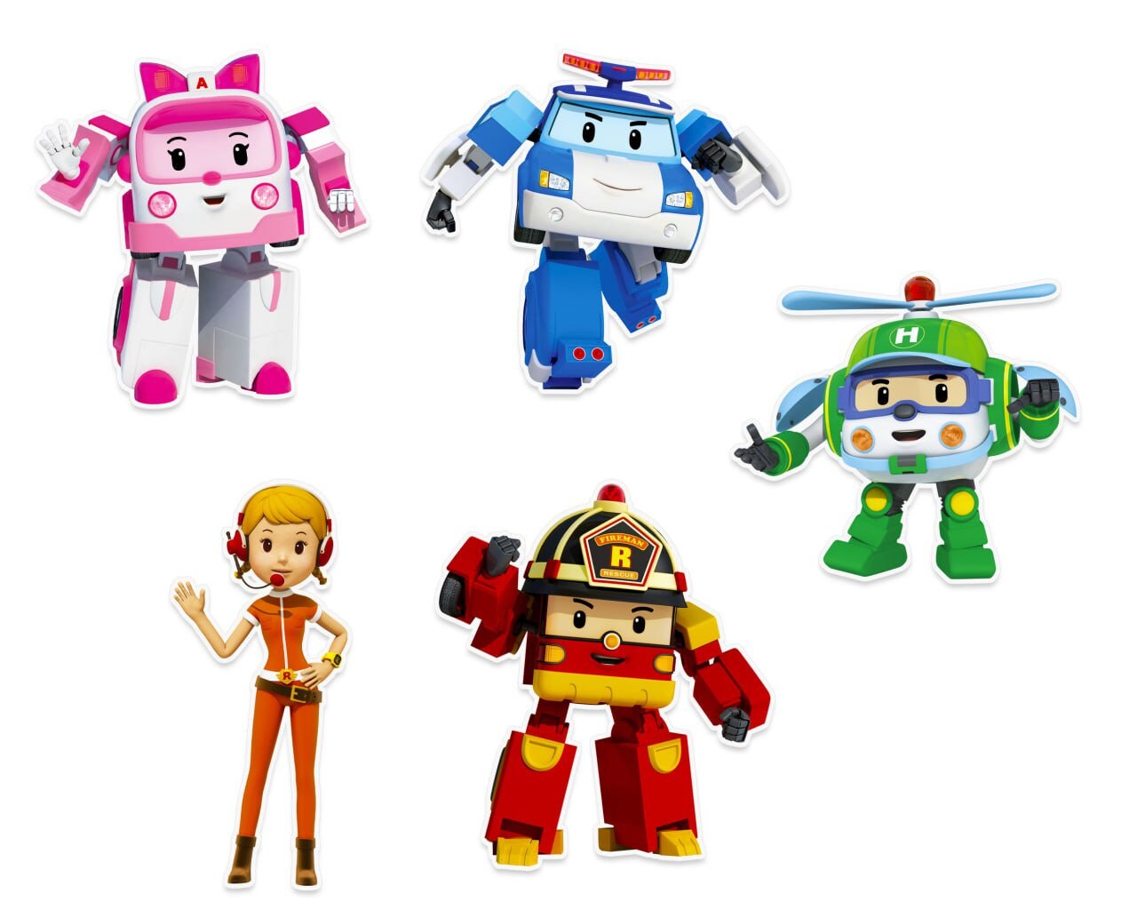 Transform Your Room with Robocar Poli Wall Stickers - Set of 5 Action-Packed Decals for Kids!