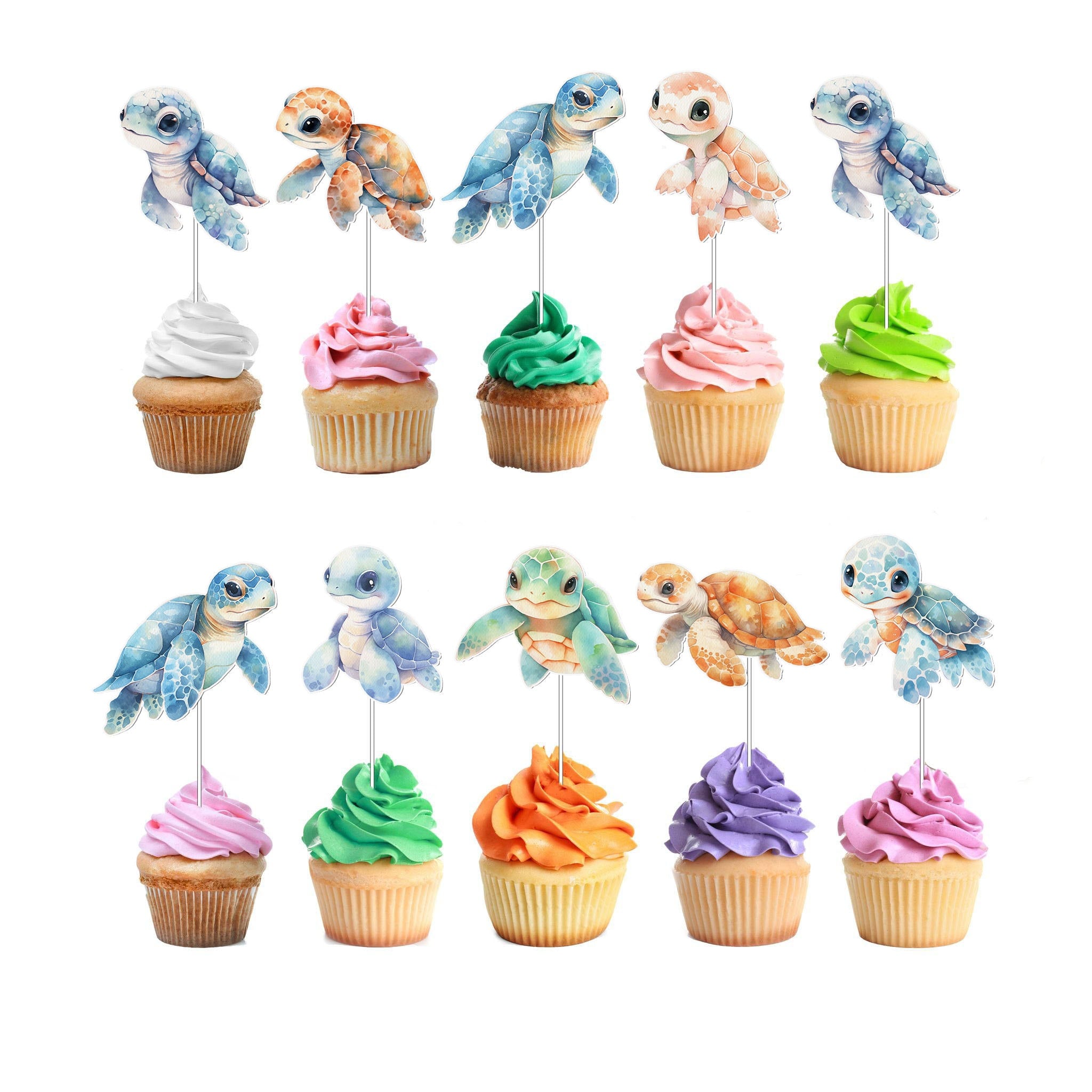 Ocean Adventure Sea Turtle Cupcake Toppers - Dive into a Wave of Fun!