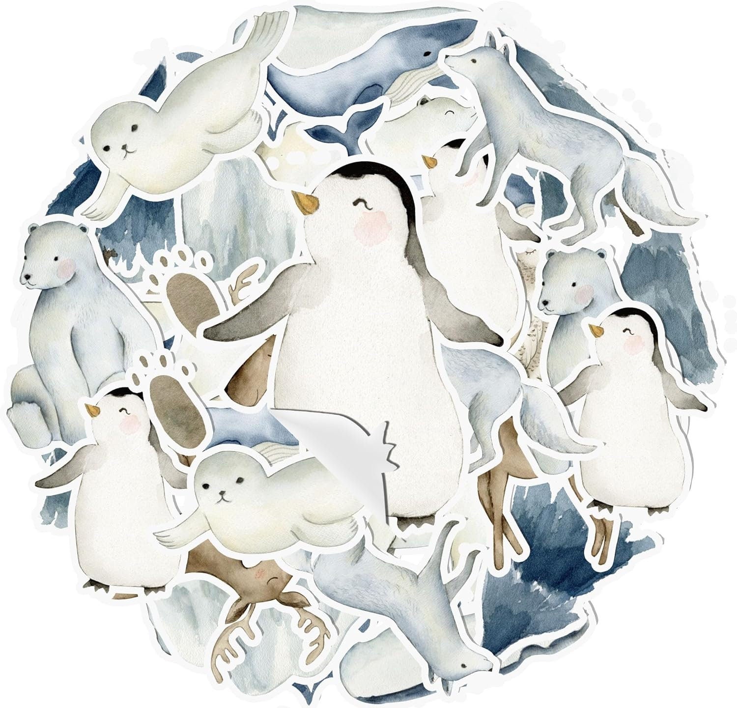 Ratic Sticker Arctic Animals Stickers Pack, 20pcs - Adorable Polar Creatures Decals ...
