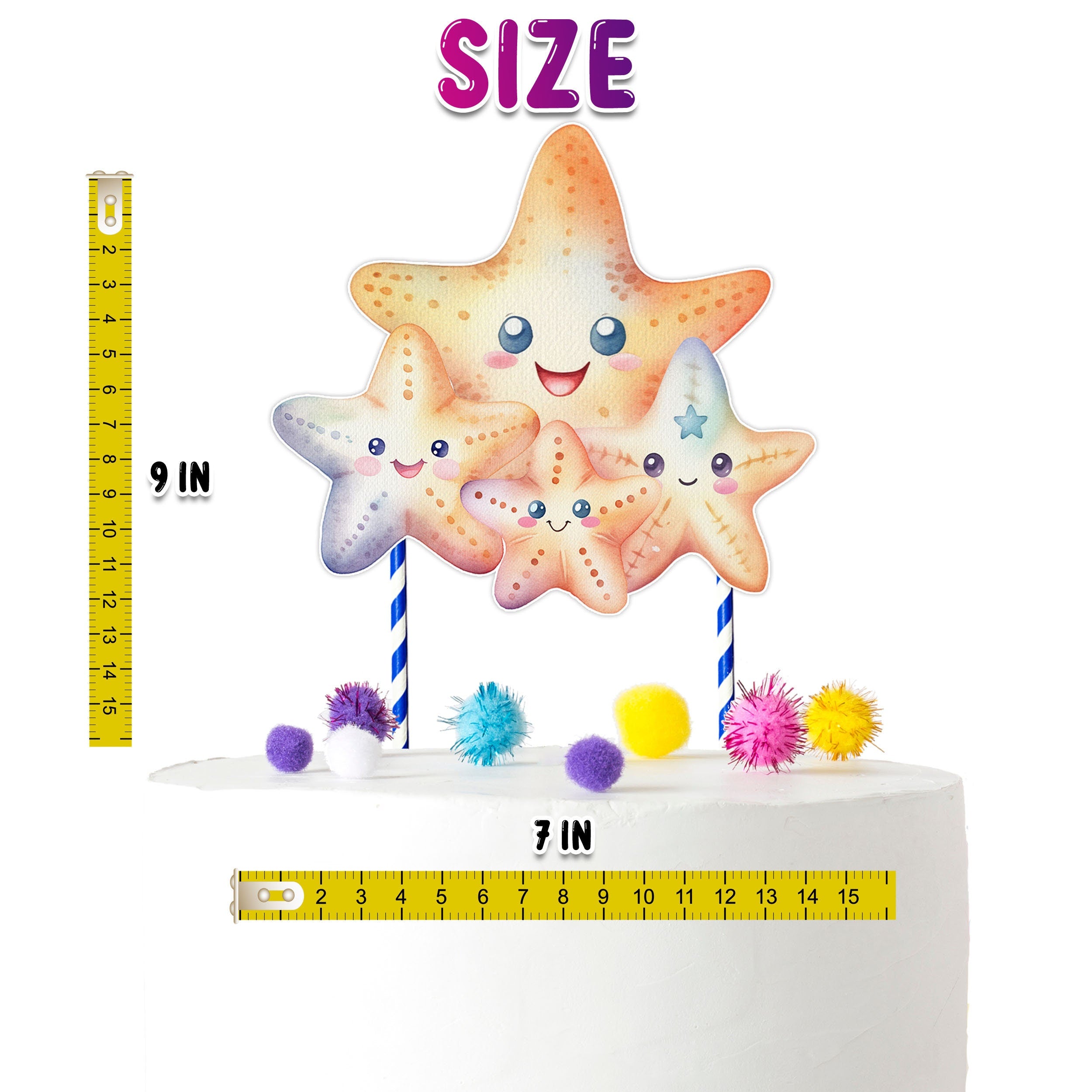 Seaside Starfish Cake Topper – Perfect for Baby Showers and Birthday Parties