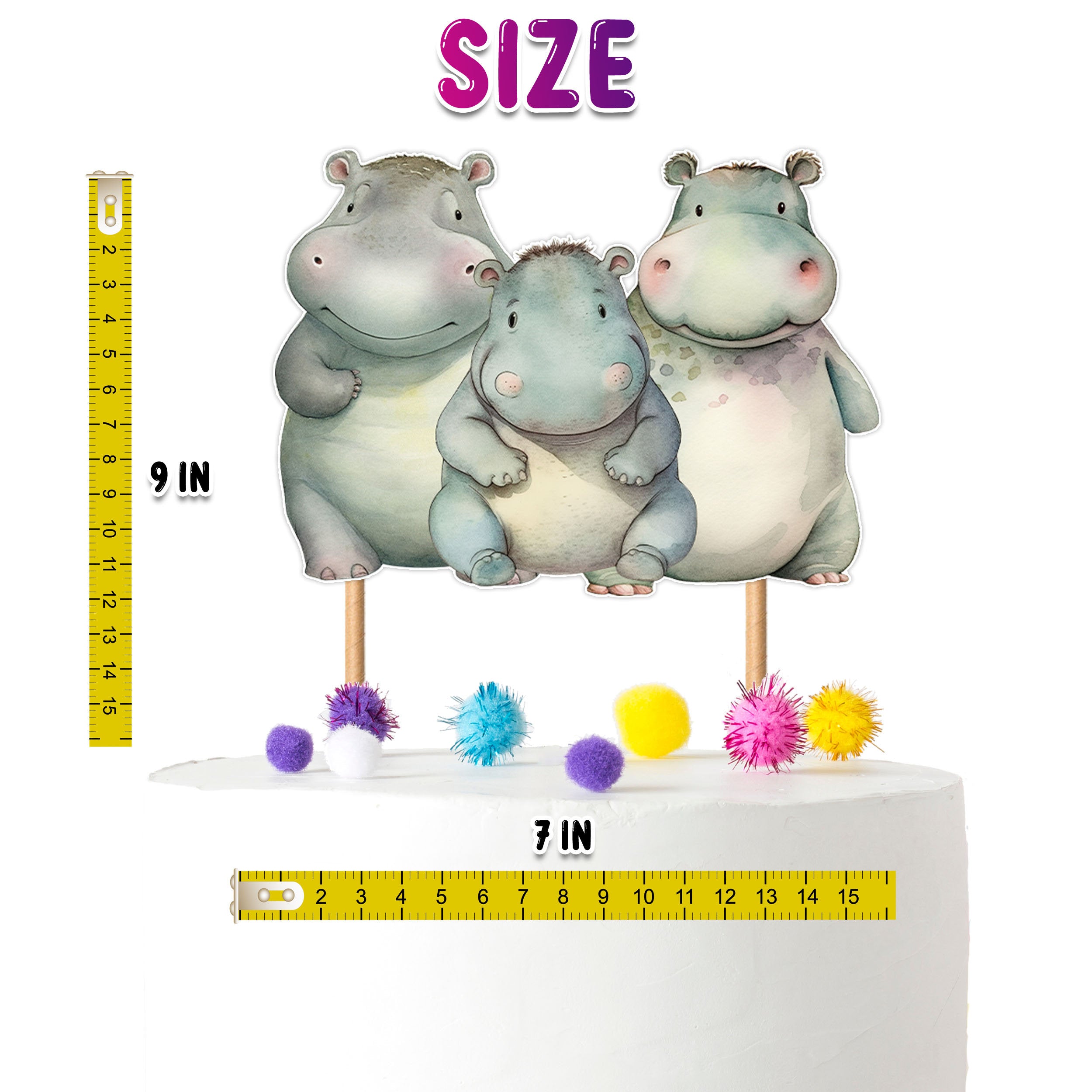 Adorable Hippo Cake Topper – Perfect for Baby Showers and Birthday Parties