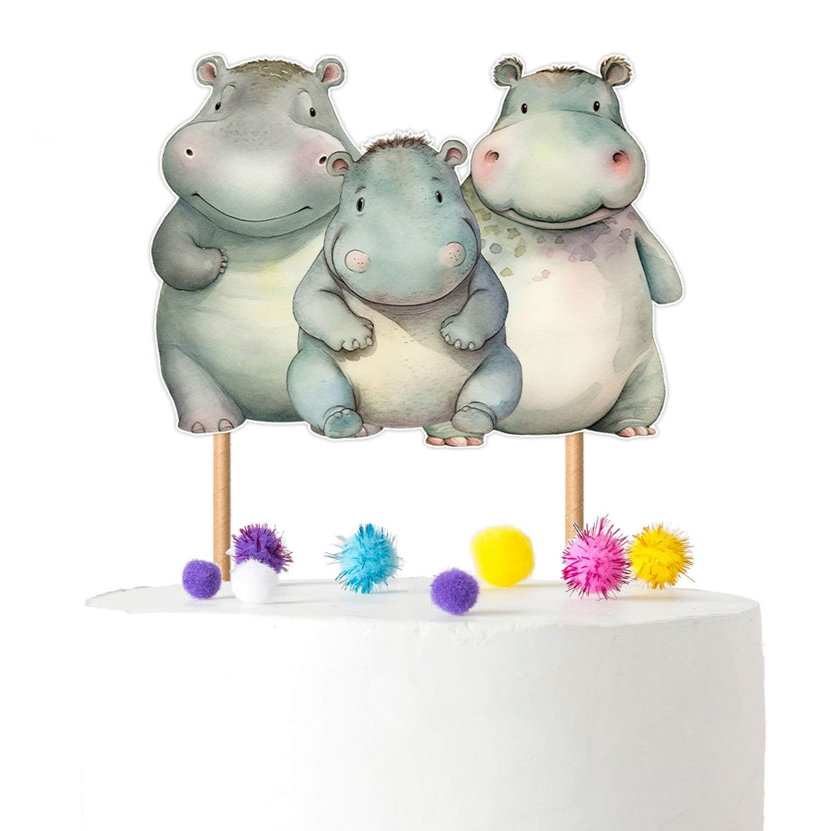 Adorable Hippo Cake Topper – Perfect for Baby Showers and Birthday Parties
