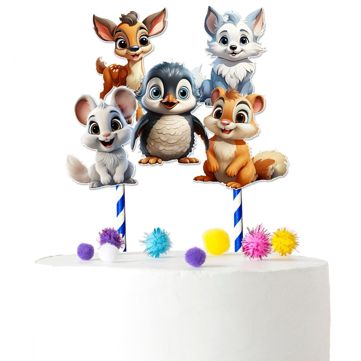 Charming Arctic Animal Cake Topper – Ideal for Baby Showers and Birthday Parties