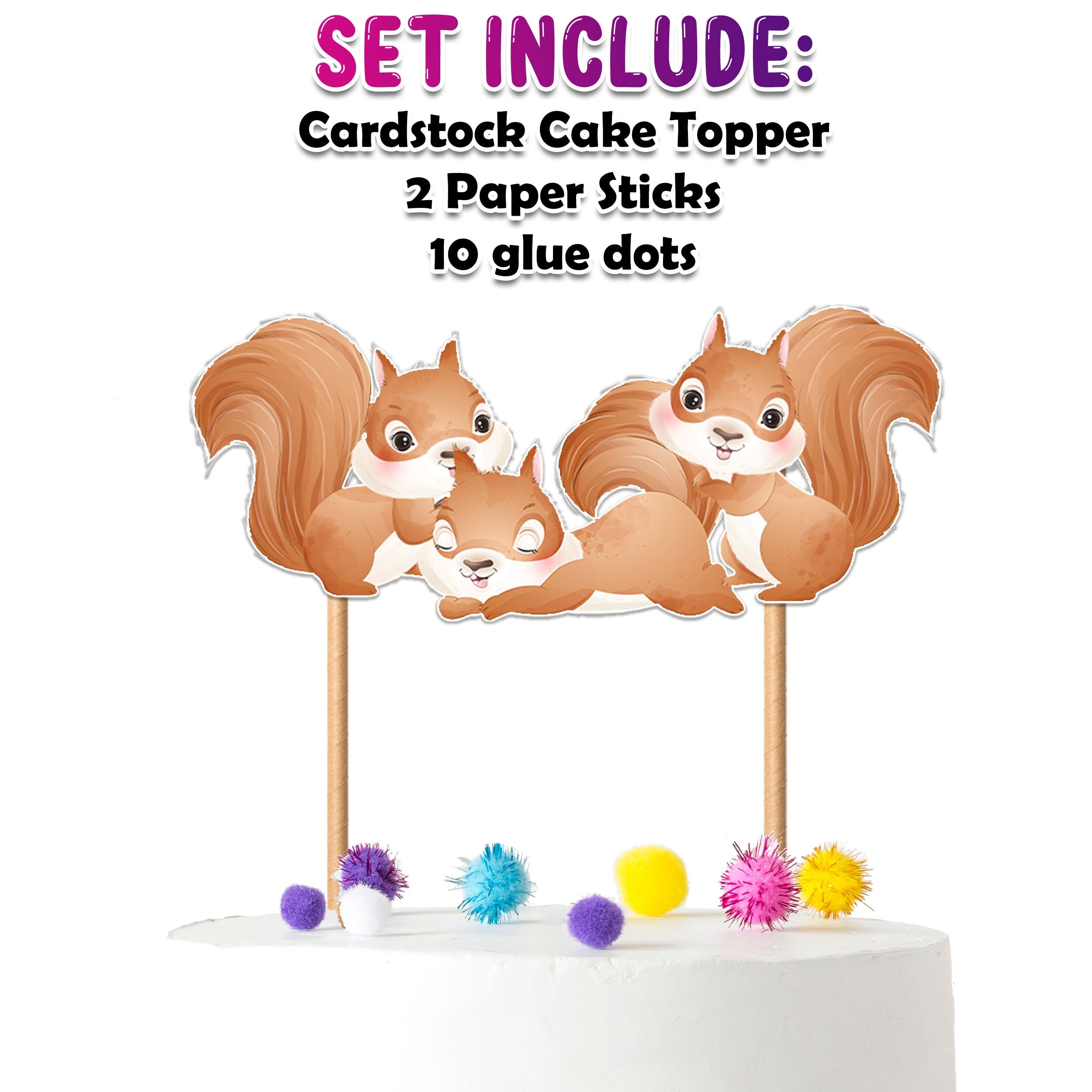 Charming Squirrel Cake Topper – Perfect for Baby Showers and Birthday Celebrations