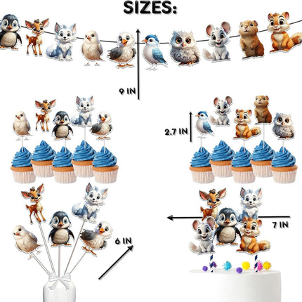 Arctic Wonders Baby Shower & Birthday Party Decor Set - Cute Cake Topper, Cupcake Toppers, Centerpieces & Banner
