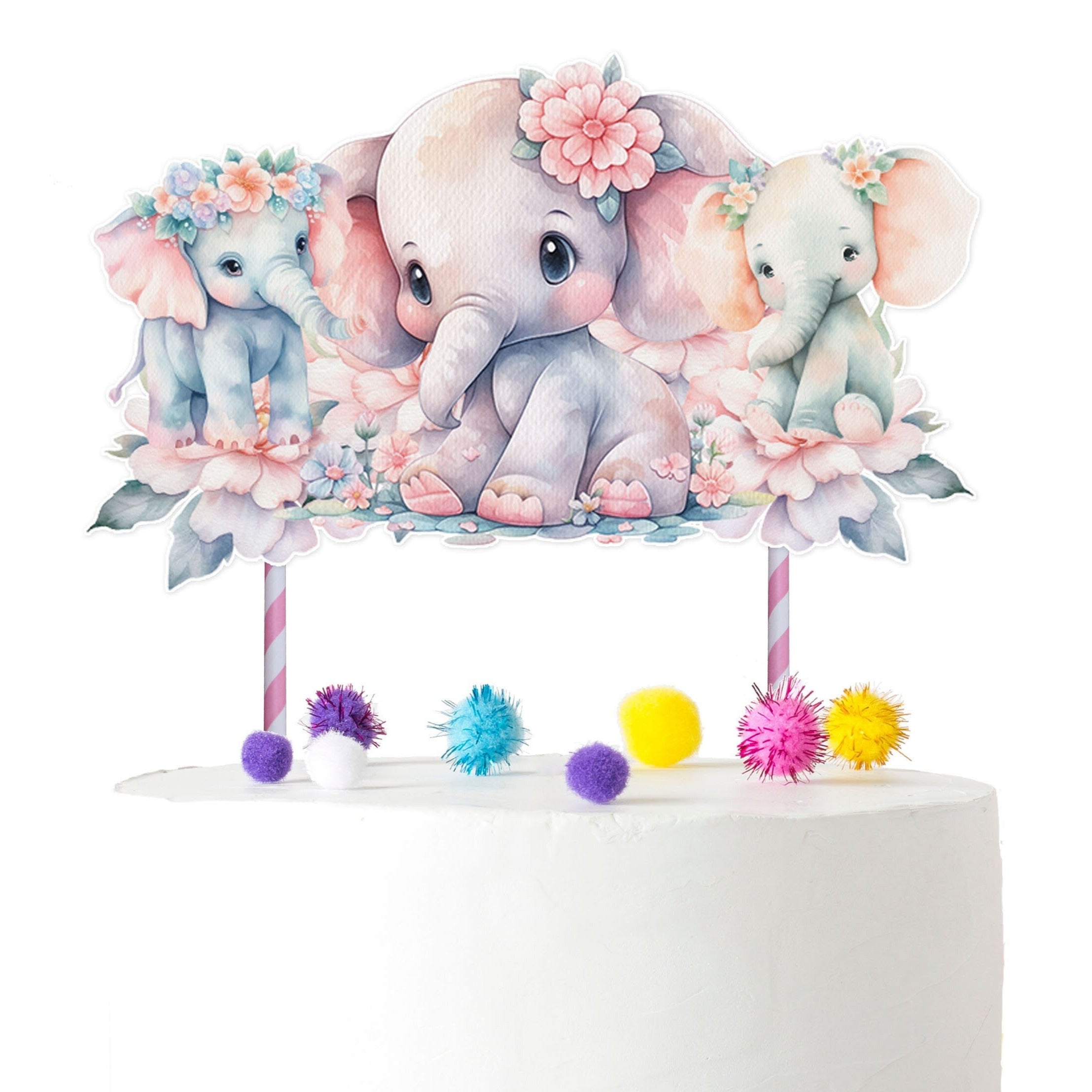 Adorable Elephant Cake Topper – Perfect for Baby Showers and Birthday Parties