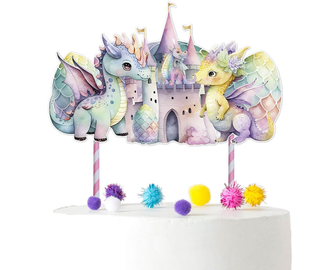 Enchanted Dragon - Magical Pink Dragon Cake Topper for Fantasy Birthdays