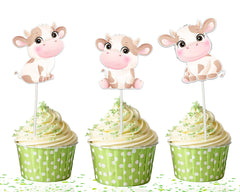 "Moo-mentous Munchies" Cow Cupcake Toppers - Udderly Adorable Decor for Pasture-Perfect Parties