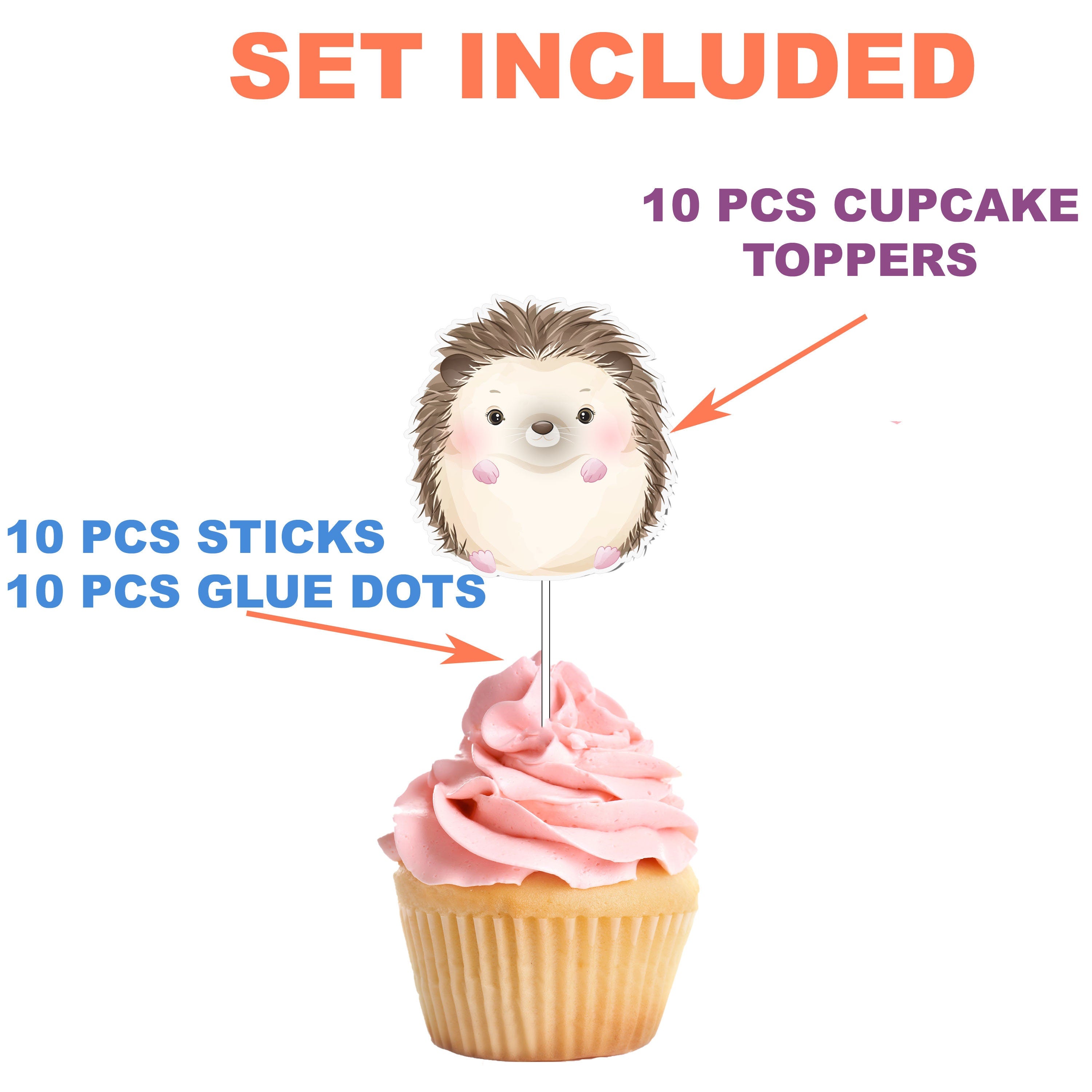 "Hedgehog Huddle" Cupcake Toppers - Delightful Dessert Decor for Your Festive Frolic!