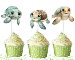 Delightful Sea Turtle Cupcake Toppers for Ocean-Themed Parties and Marine Celebrations