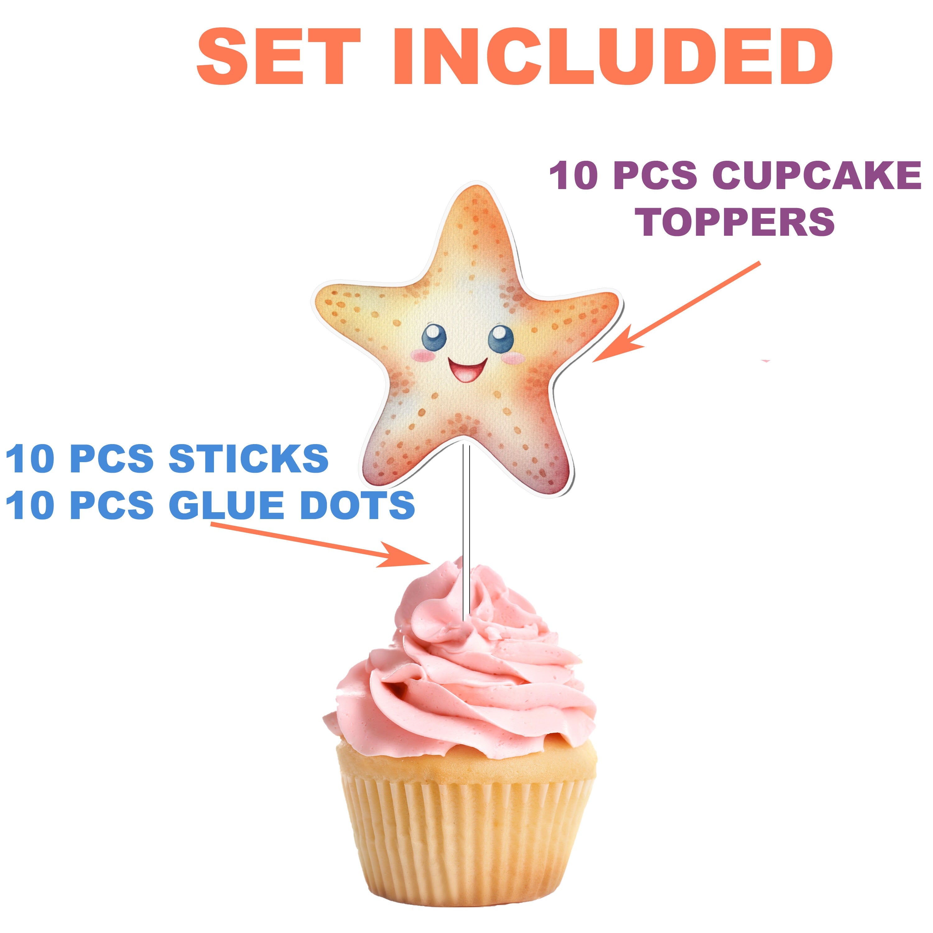 "Seaside Sparkle" Starfish Cupcake Toppers - Bring the Beach to Your Bakes!