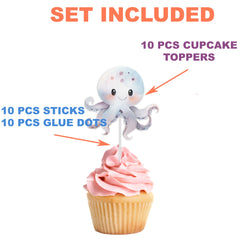 "Ocean Whirl" Octopus Cupcake Toppers - Submerge Your Sweets in Sea Splendor!