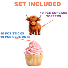 "Moo-tiful Highland" Cow Cupcake Toppers - Turn Your Party Into a Highland Haven!