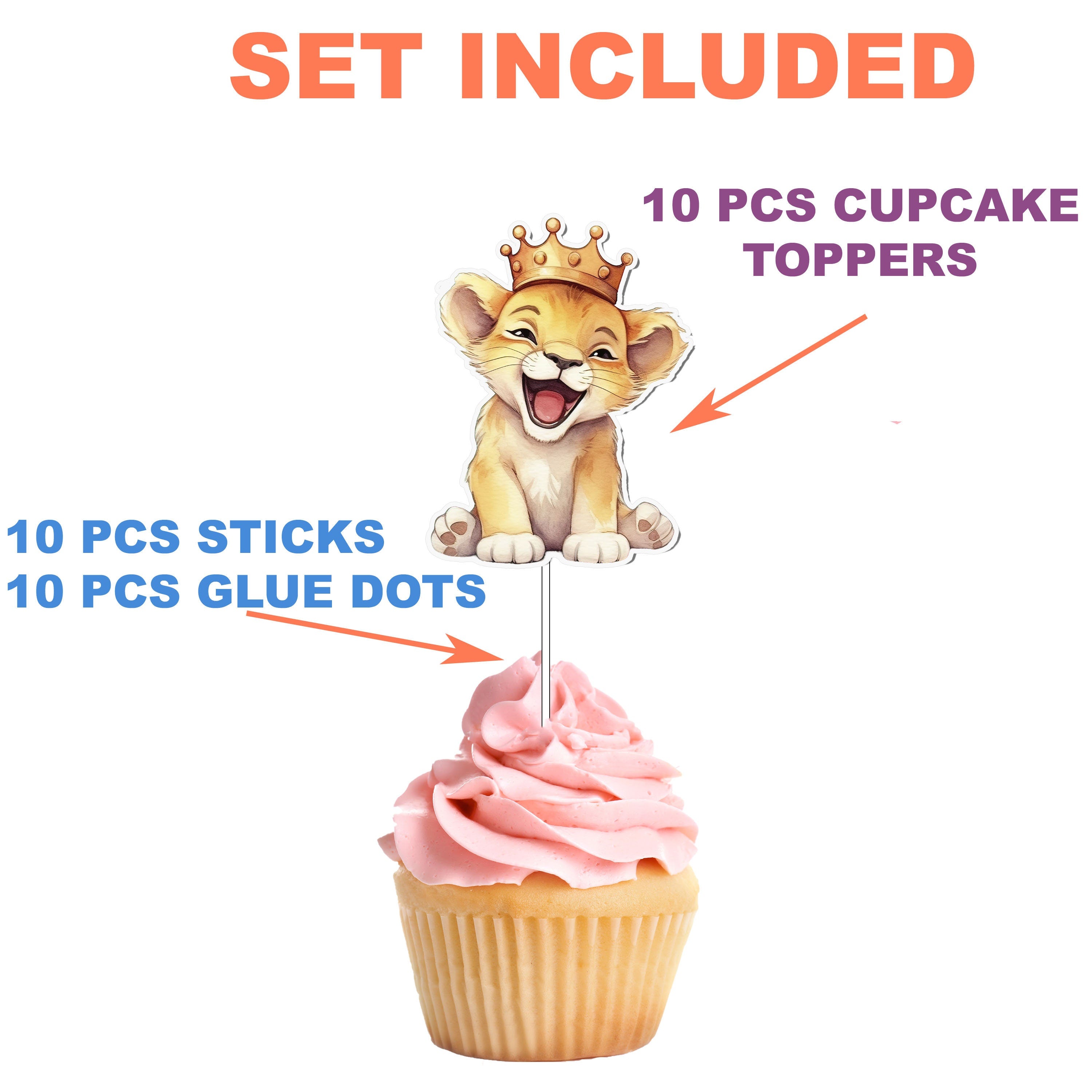 "King of the Cupcakes" Lion Toppers - Rule Your Party Jungle with Royal Flair!