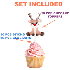 Festive Red-Nosed Reindeer Cupcake Toppers - Make Your Holiday Treats Dasher-ingly Delightful!