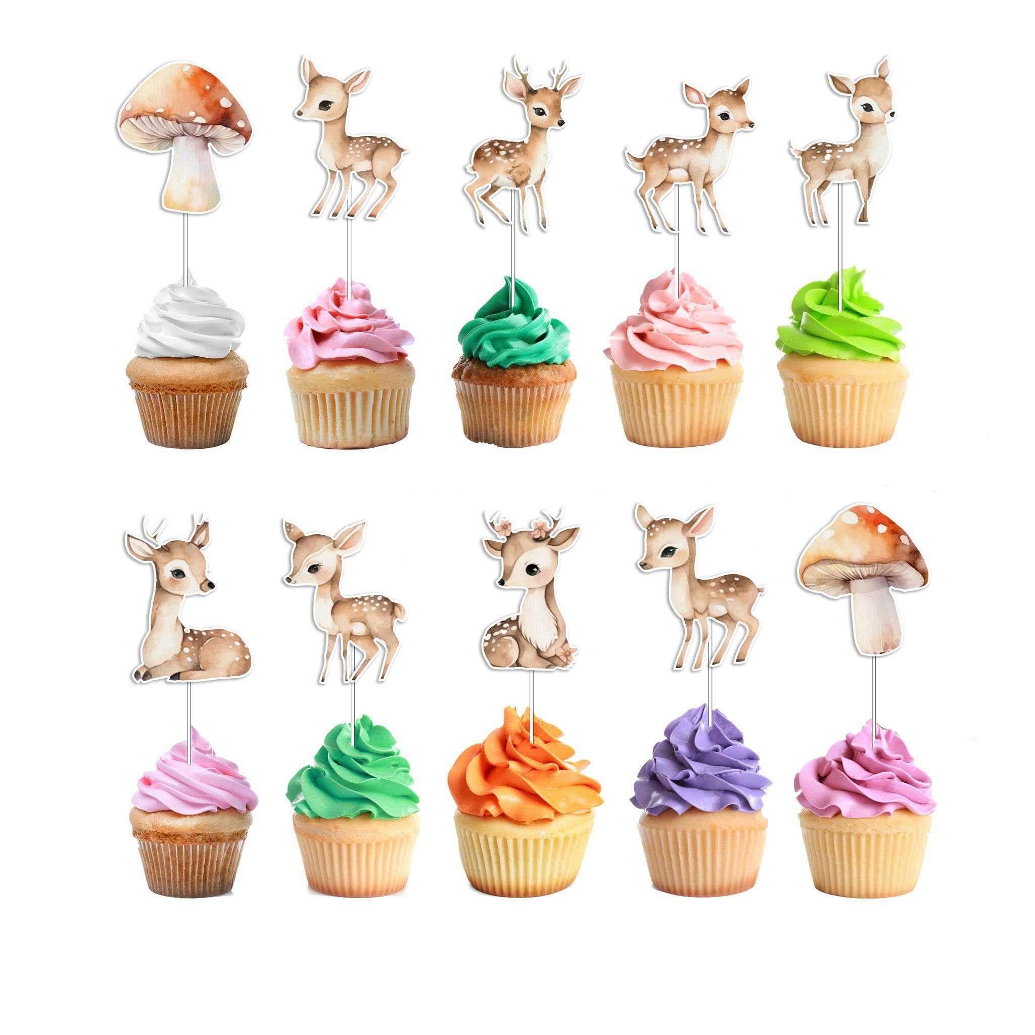 Enchanted Forest Deer Cupcake Toppers - A Whimsical Touch for Your Woodland Gatherings!