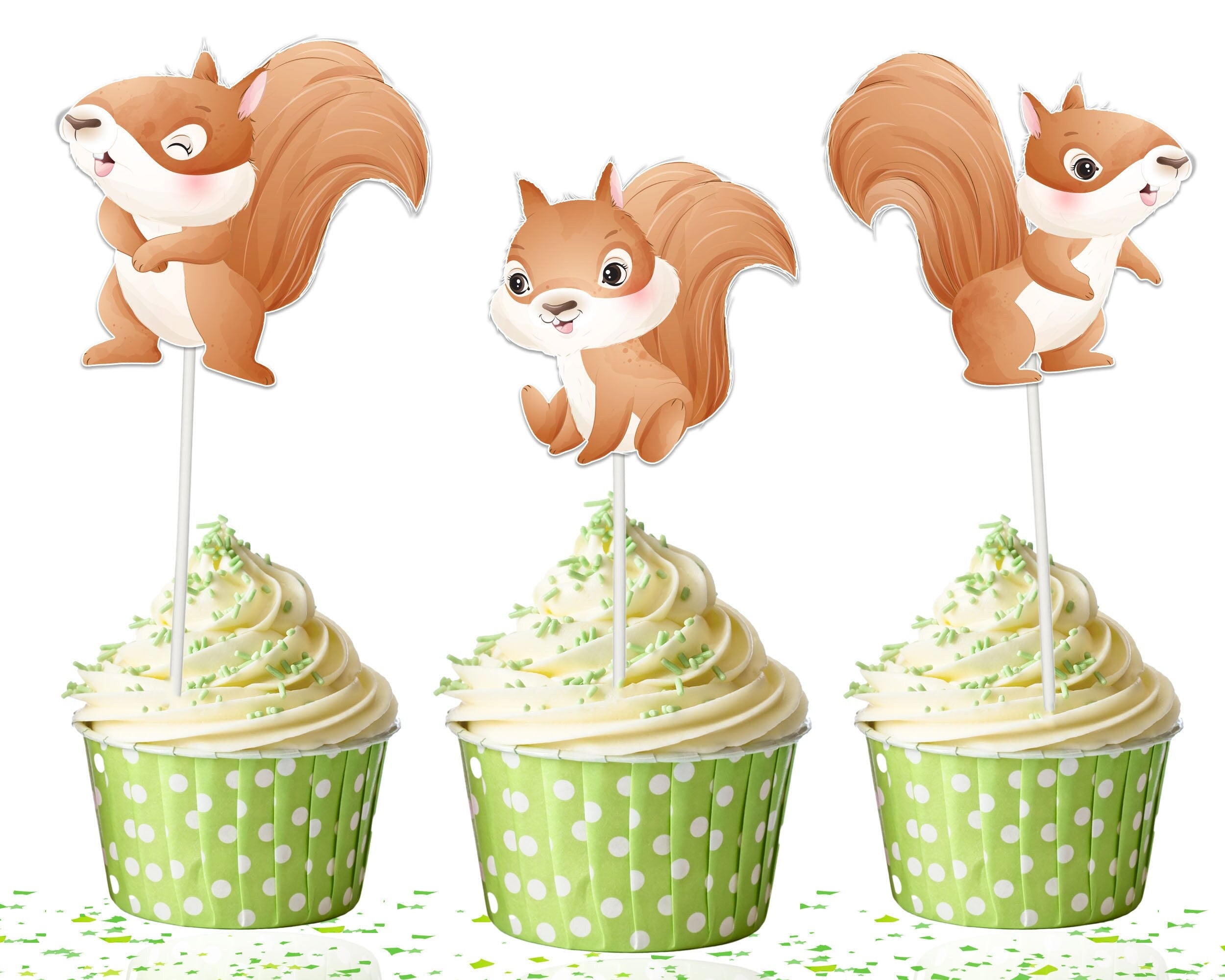 Charming Squirrel Cupcake Toppers - Bring a Whimsical Forest Touch to Your Desserts