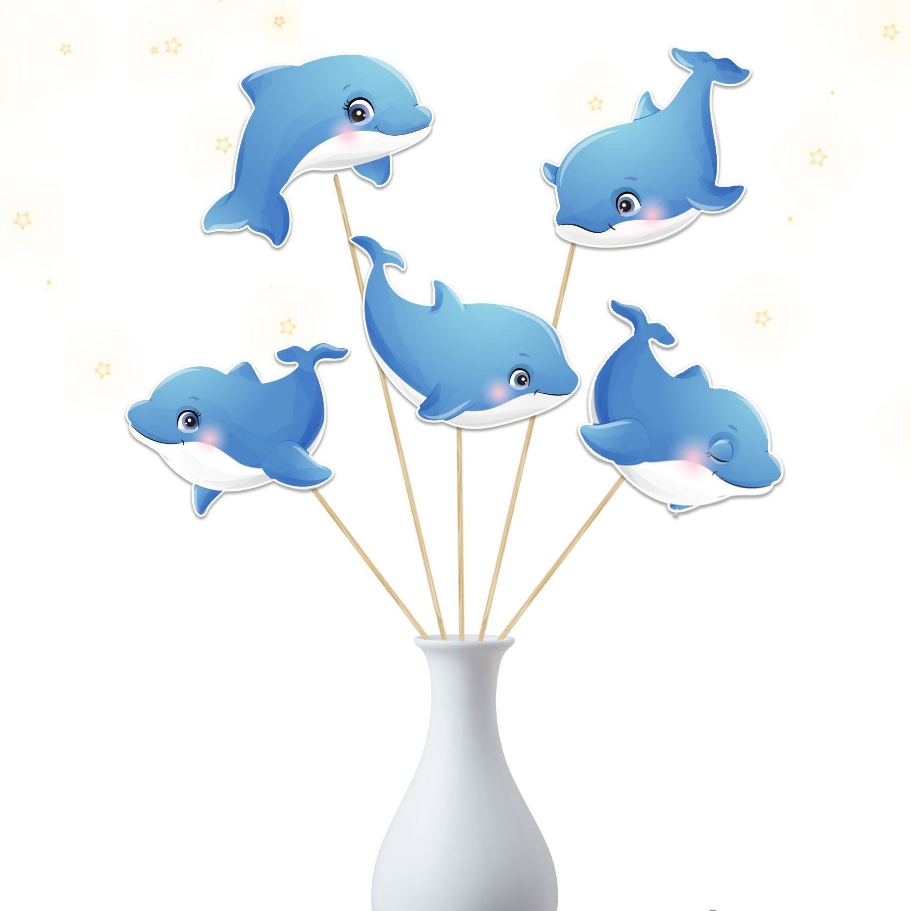 Set of 5 Dolphin Centerpieces – Perfect for Baby Showers and Birthday Parties