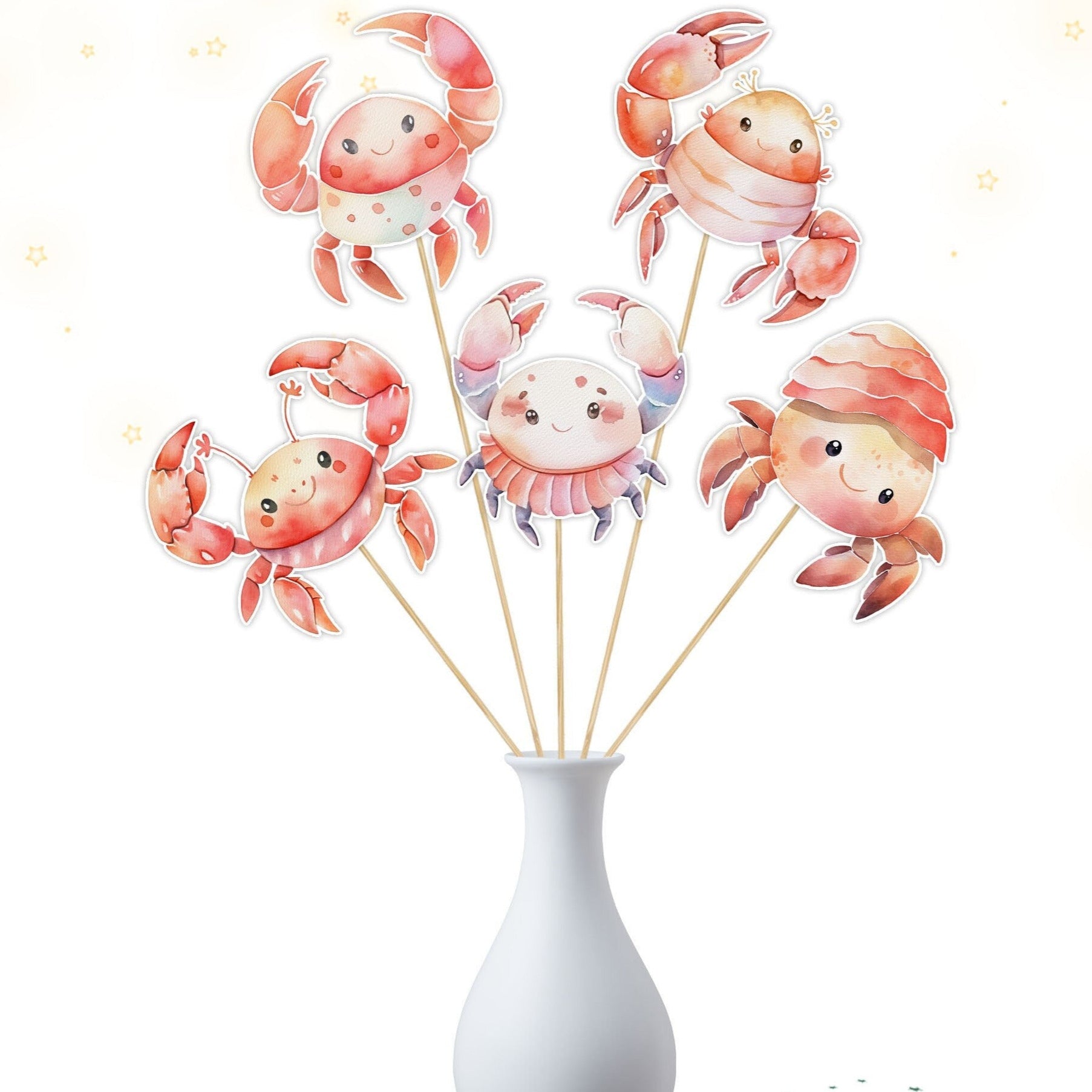 Set of 5 Crab Centerpieces – Perfect for Baby Showers and Birthday Parties