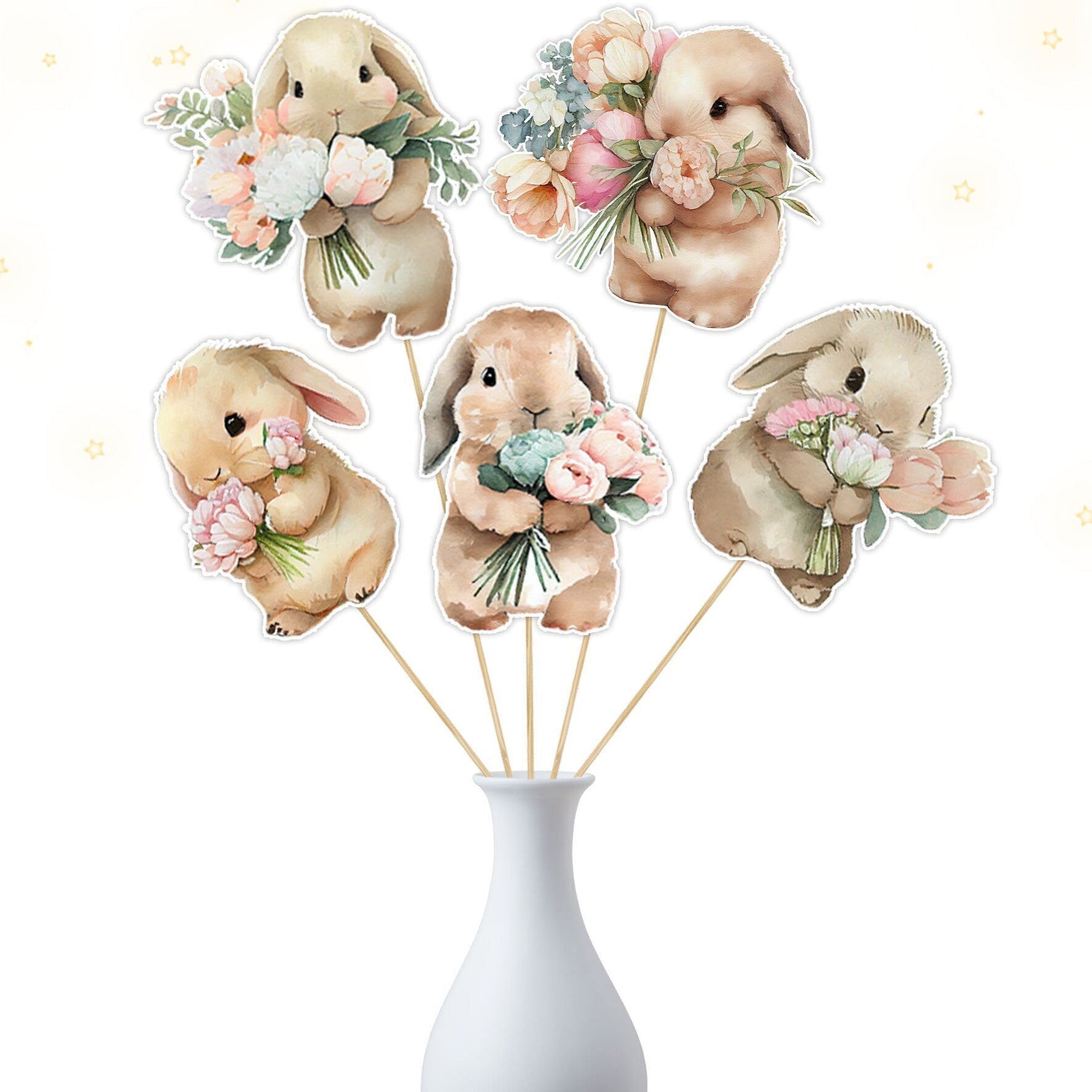 5-Piece Bunny Centerpiece Set - Perfect for Birthday and Baby Shower Decorations