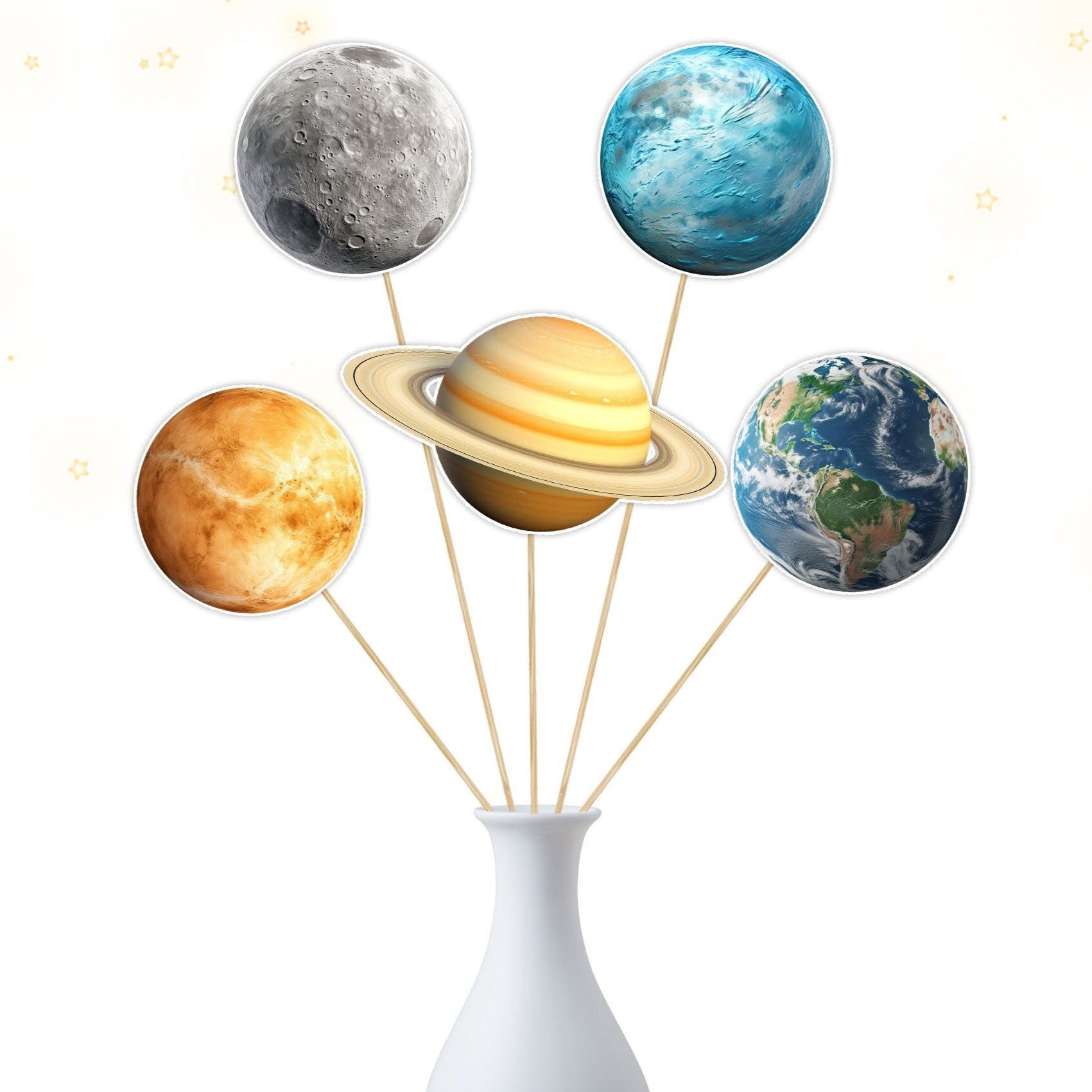 Set of 5 Planet Centerpieces for Space-Themed Party Decor