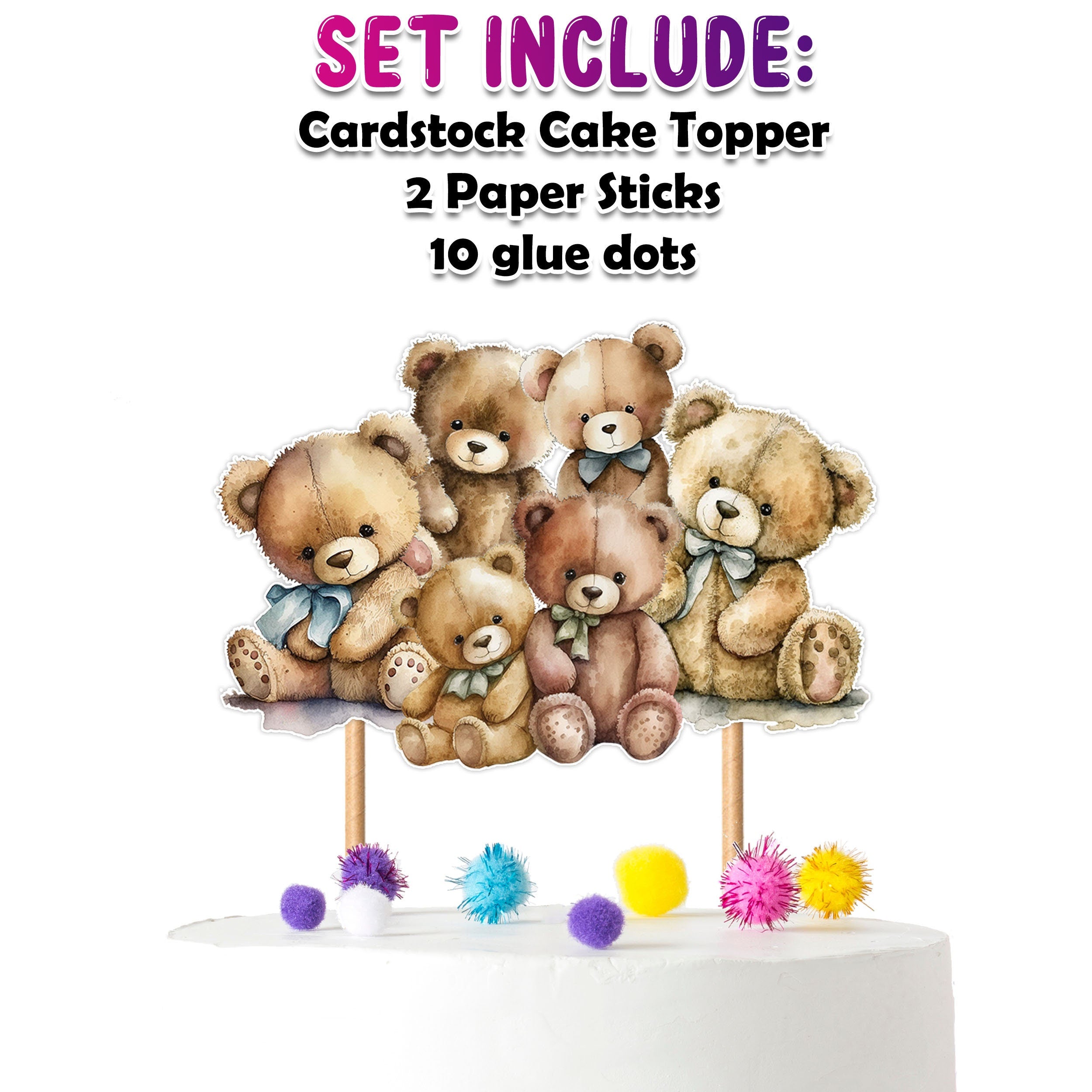 Adorable Bears Cake Topper – Ideal for Baby Showers and Birthday Celebrations