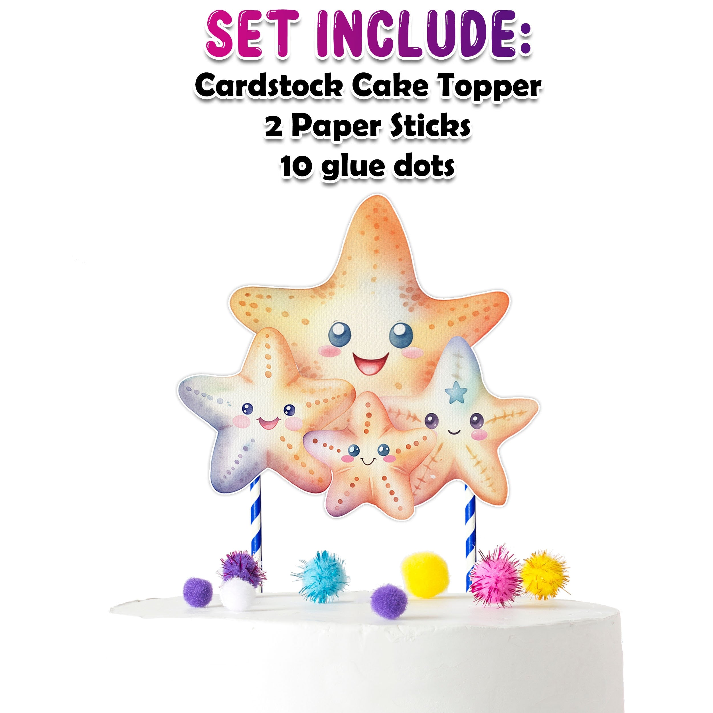 Seaside Starfish Cake Topper – Perfect for Baby Showers and Birthday Parties
