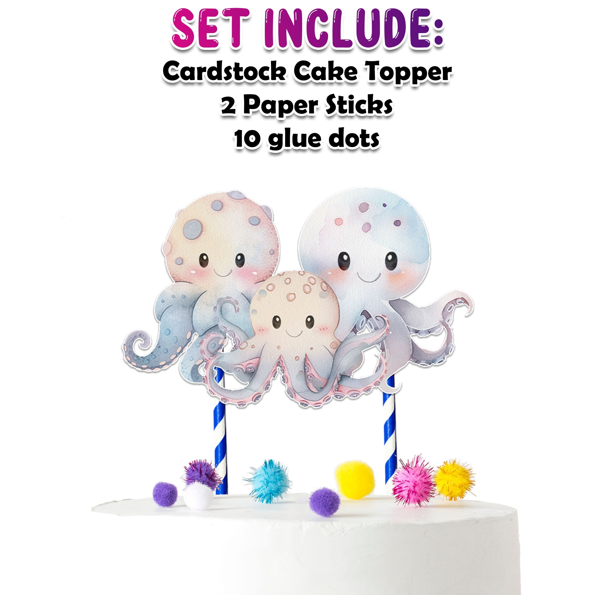 Whimsical Octopus Cake Topper – Perfect for Baby Showers and Birthday Celebrations