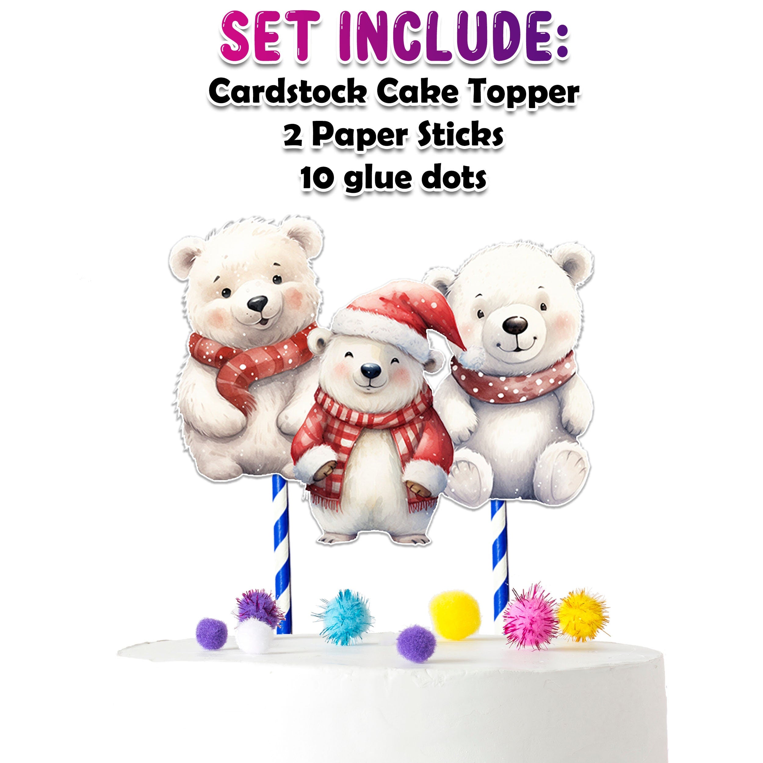 Charming Polar Bear Cake Topper – Ideal for Baby Showers and Birthday Celebrations