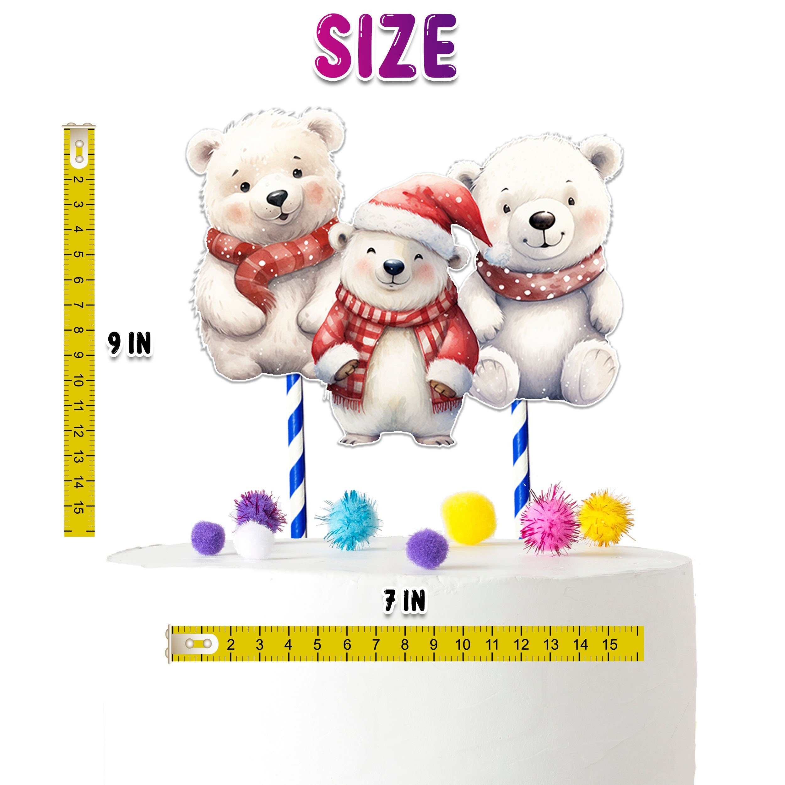 Charming Polar Bear Cake Topper – Ideal for Baby Showers and Birthday Celebrations