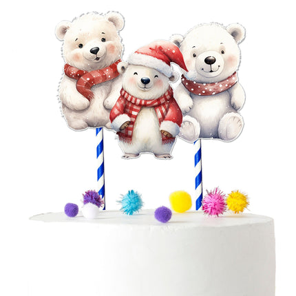 Charming Polar Bear Cake Topper – Ideal for Baby Showers and Birthday Celebrations