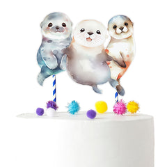 Charming Otters Cake Topper – Ideal for Baby Showers and Birthday Parties