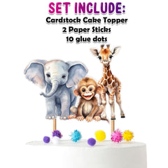 Vibrant Jungle Animals Cake Topper – Ideal for Baby Showers and Birthday Parties