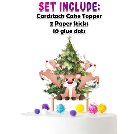 Festive Red-Nosed Reindeer Cake Topper – Perfect for Baby Showers and Birthday Parties