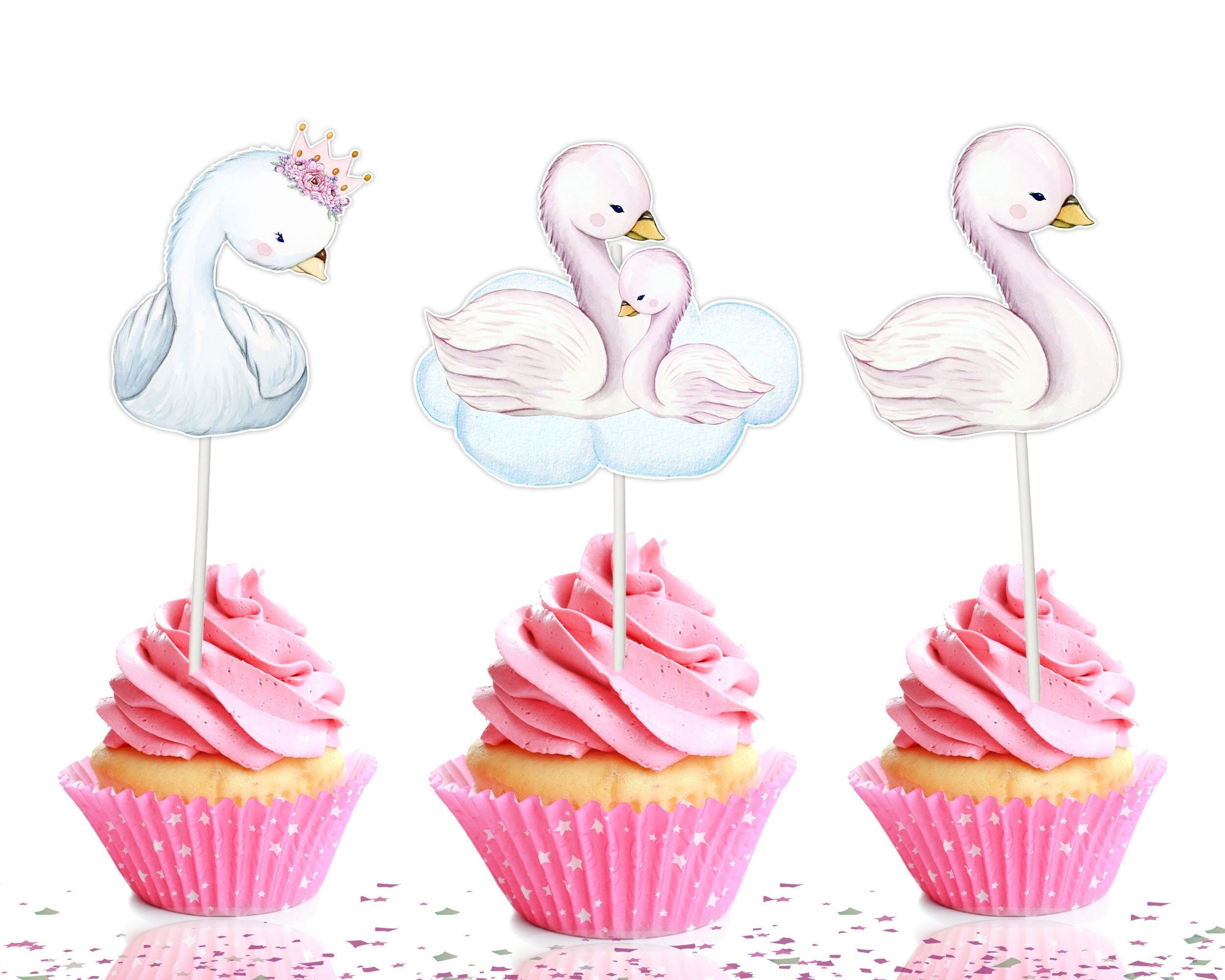 "Elegance on Icing" Swan Cupcake Toppers - Graceful and Gorgeous Decor for Enchanting Events
