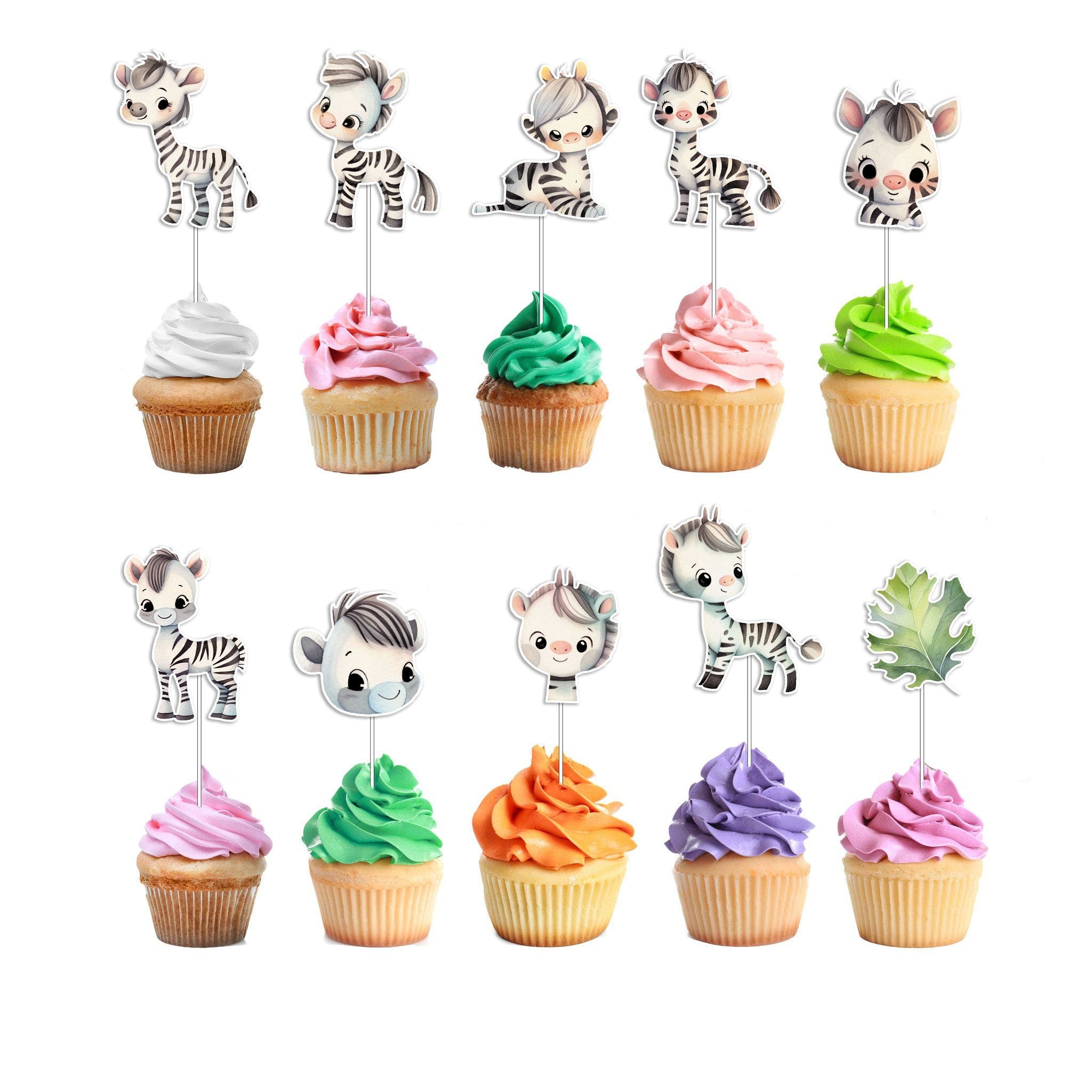 "Safari Sweetness" Zebra Cupcake Toppers - Gallop into a Dessert Adventure!