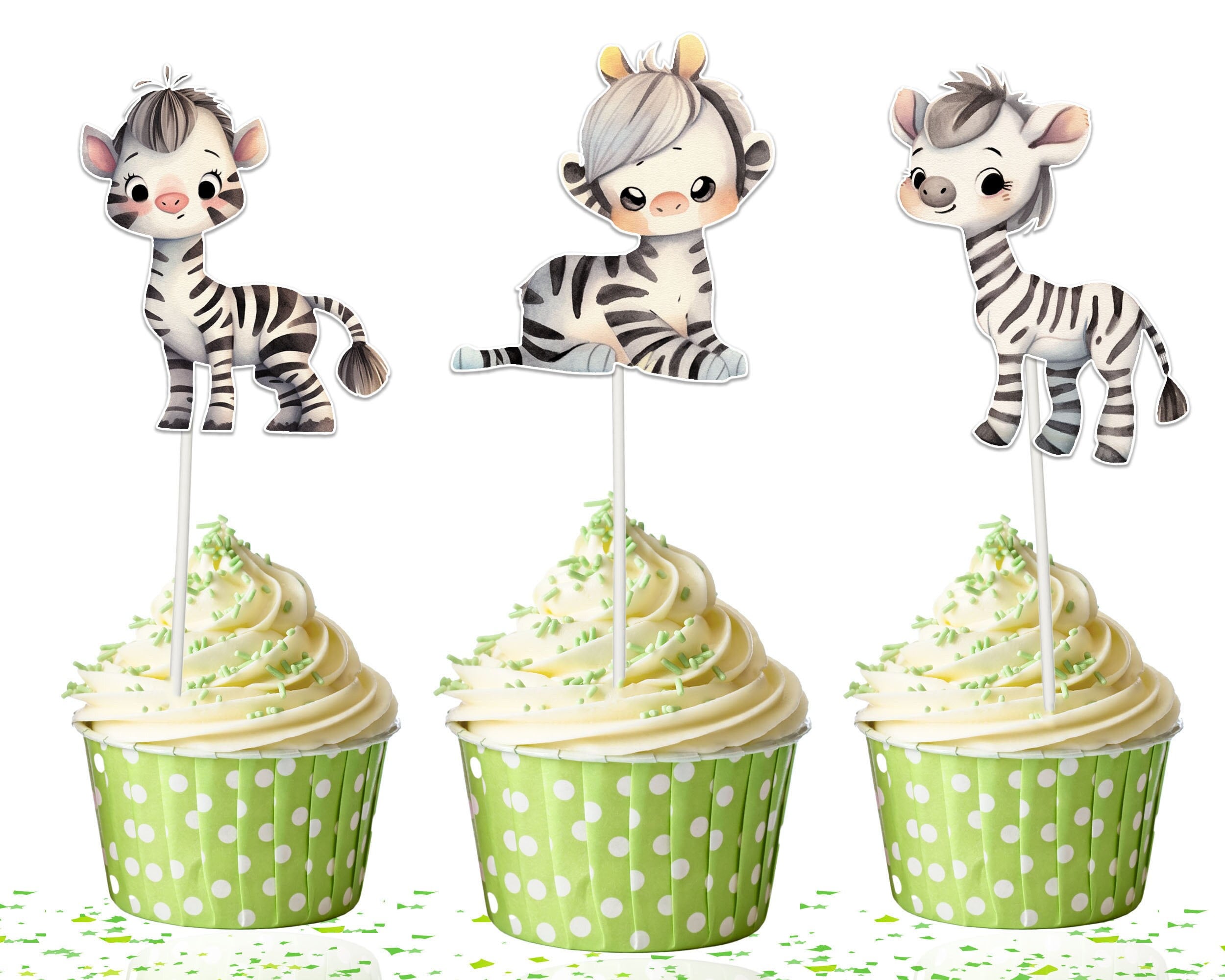 "Safari Sweetness" Zebra Cupcake Toppers - Gallop into a Dessert Adventure