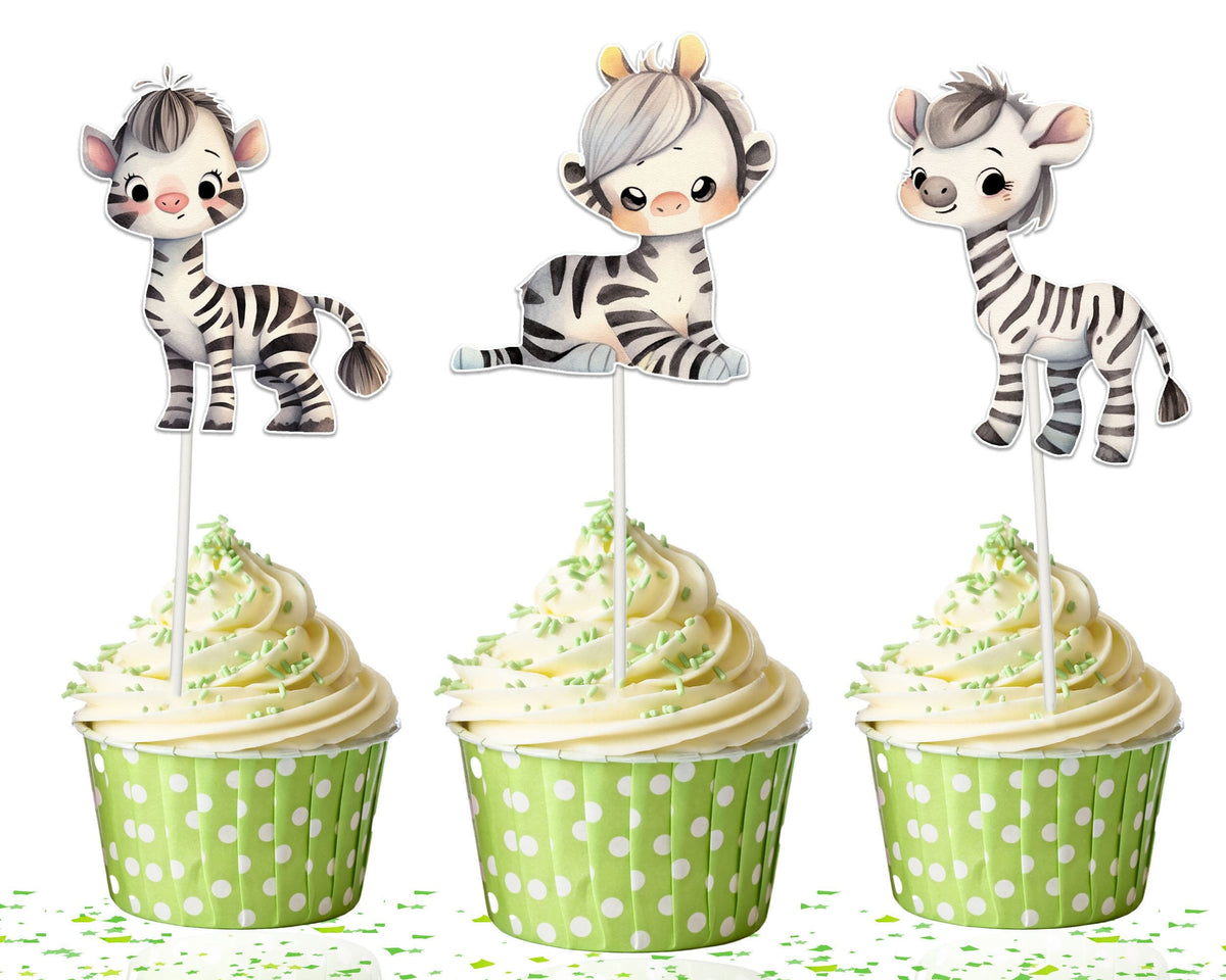"Safari Sweetness" Zebra Cupcake Toppers - Gallop into a Dessert Adventure
