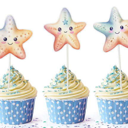 Seaside Sparkle" Starfish Cupcake Toppers - Bring the Beach to Your Bakes