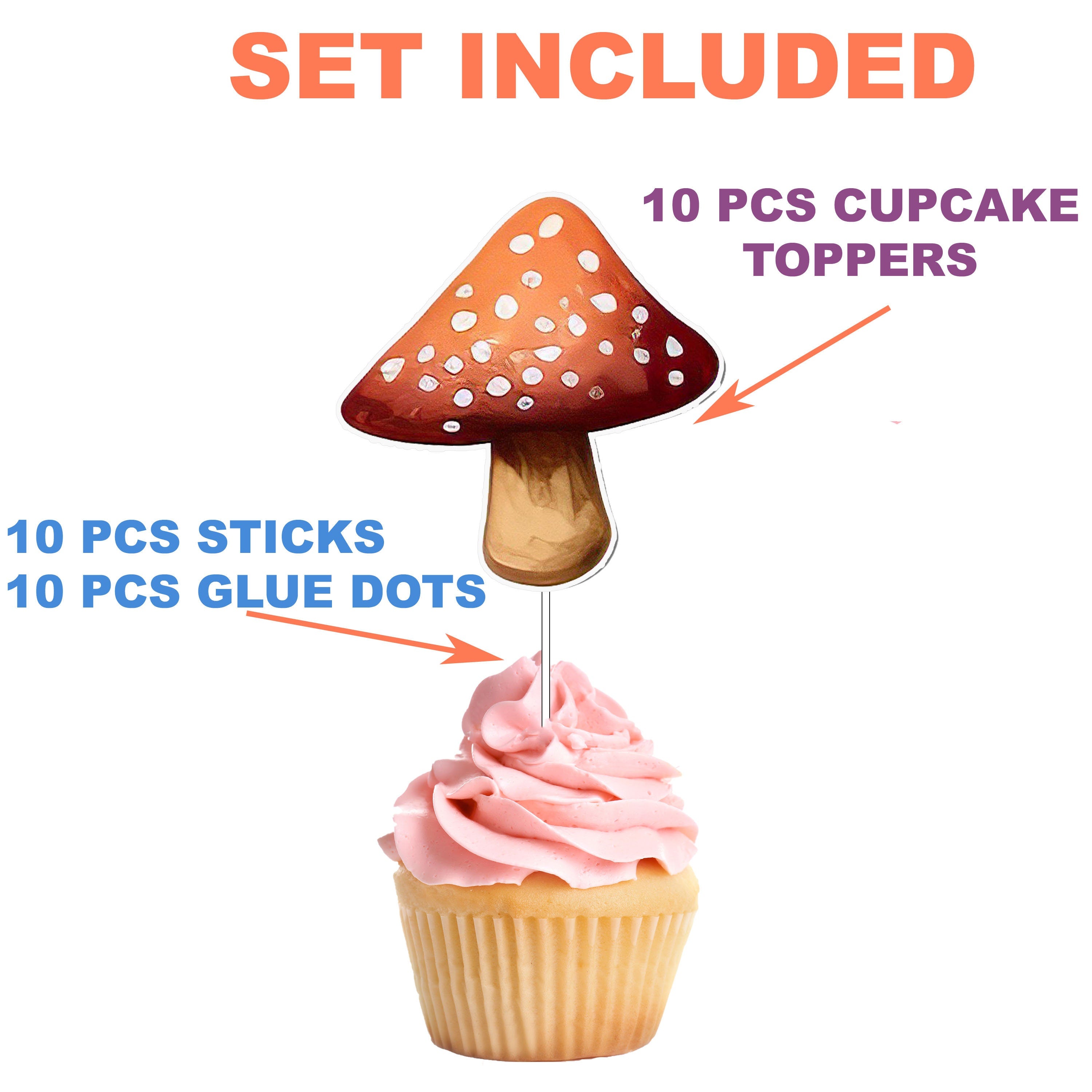 "Enchanted Mycology" - Forest Mushrooms Cupcake Toppers for a Whimsical Party Treat!