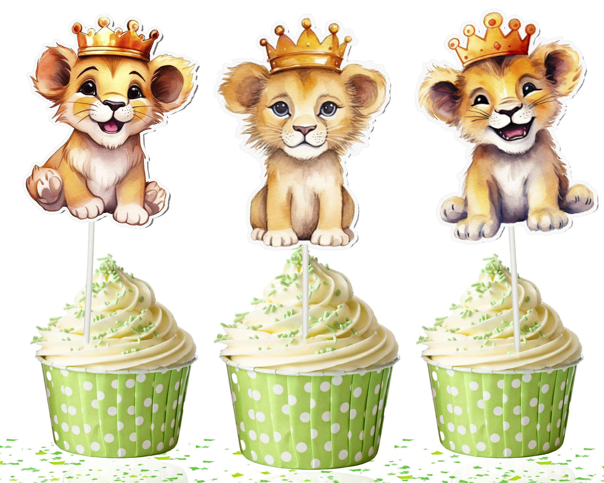"King of the Cupcakes" Lion Toppers - Rule Your Party Jungle with Royal Flair