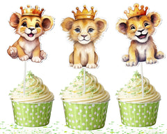 "King of the Cupcakes" Lion Toppers - Rule Your Party Jungle with Royal Flair