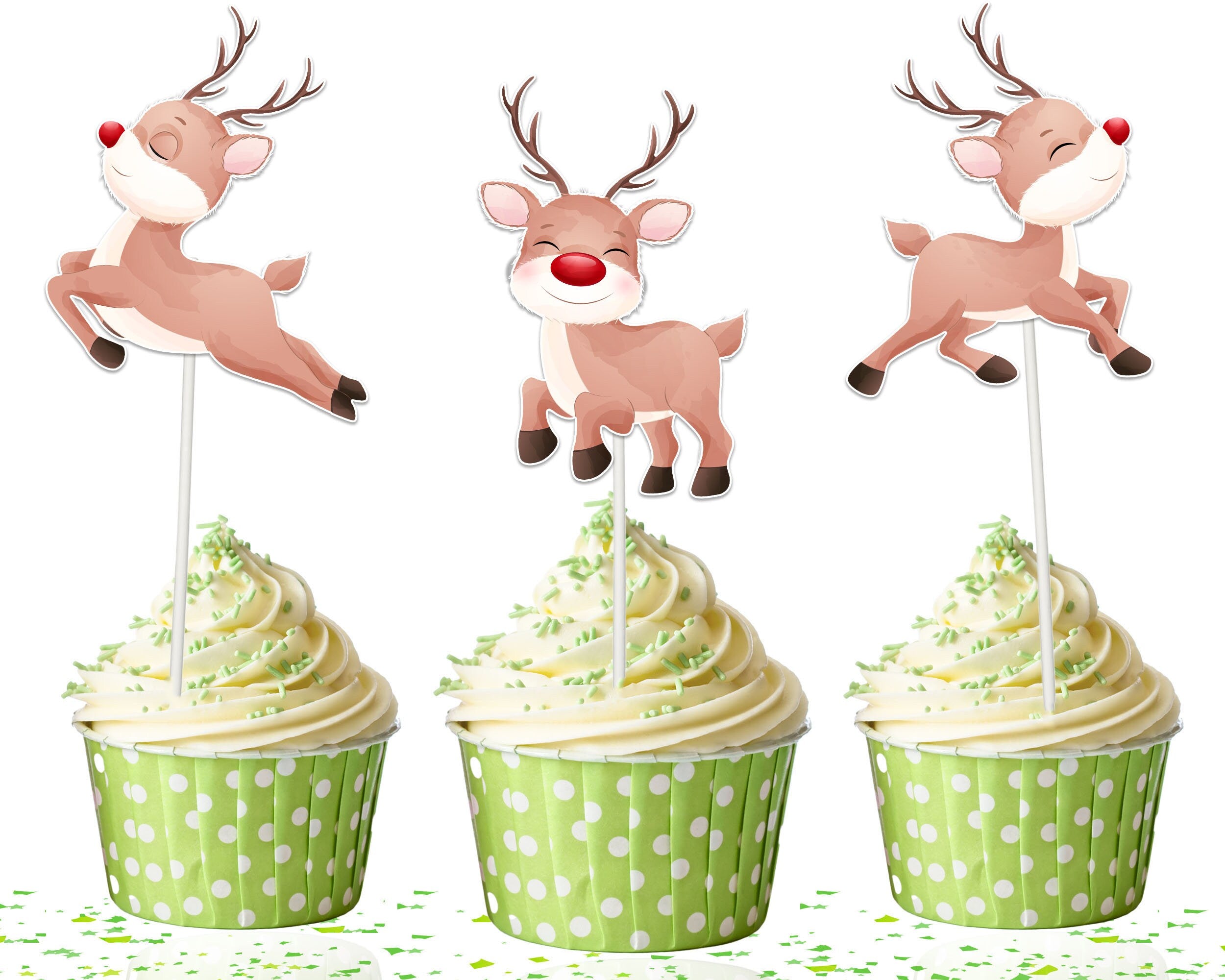 Festive Red-Nosed Reindeer Cupcake Toppers - Make Your Holiday Treats Dasher-ingly Delightful