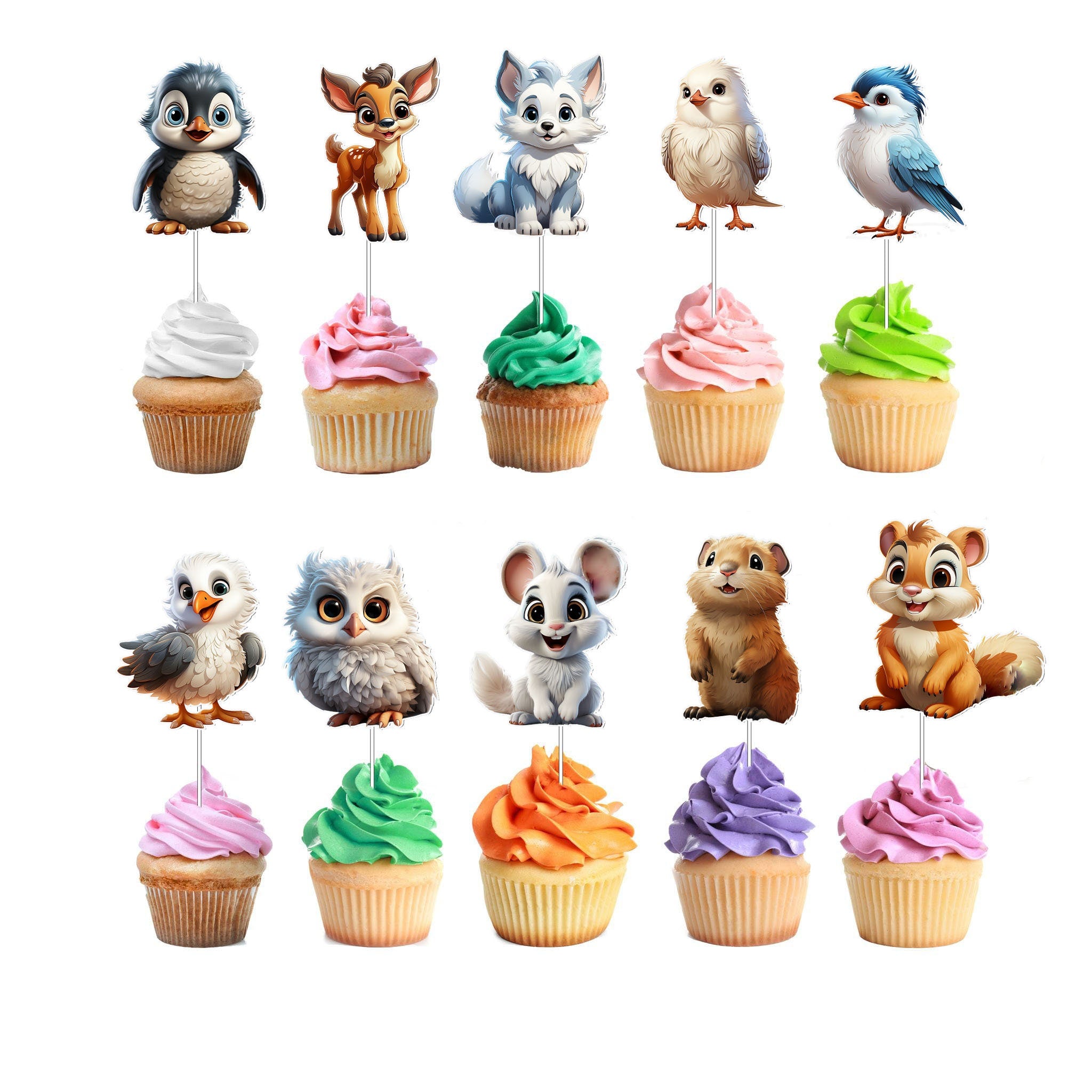 "Whimsical Woods" Forest Friends Cupcake Toppers - Add a Wild Twist to Your Treats!