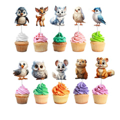 "Whimsical Woods" Forest Friends Cupcake Toppers - Add a Wild Twist to Your Treats!
